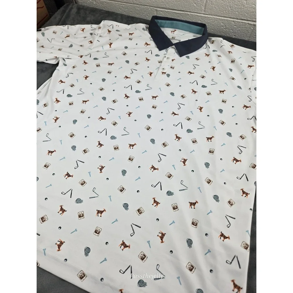 Swannie Shirt Mens XXXL Tour‎ Party All Over Print Golf Polo Drink Giraffe Print